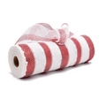 Red and white striped Christmas deco mesh ribbon roll for festive wreaths and DIY crafts - Two-Tone Red & White Mesh (9m/Roll)