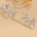 Silver lightning bolt stud earrings with sparkling white cubic zirconia stones - Silver Lightning (ES2245)