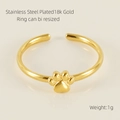 Minimalistischer, 18K vergoldeter Edelstahlring mit niedlichem Pfotenabdruck-Design - Gold Katzenpfotenstil