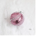 Pink 8cm Christmas ball ornament with silver sequins and glitter wave patterns - Textured Ball