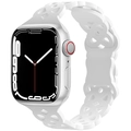 Correa blanca de silicona calada para Apple Watch con diseño de cadena transpirable - Blanco