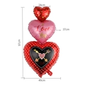 Three-tier Love Bear heart foil balloon stack with Love You text and 97cm height dimensions - English Triple Hearts Love