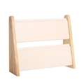 Beige velvet two-tier jewelry organizer with light wood frame for necklace display - Off-white Velvet