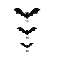 Set van 18 zwarte glitter vleermuis muurstickers voor Halloween in drie formaten - Zwart