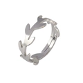 Minimalist silver leaf ring with adjustable open design and clear vein texture details - Nature Leaf-Silver