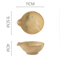 Japanese style coarse ceramic small bowl in beige with detailed dimensions 11cm by 4cm - Dark Yellow Sauce Dish
