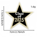 Star-shaped Class of 2025 graduation patch with black and gold embroidery detail - Class of 2025 Star Style-8#