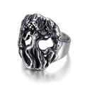 Bague arbre de vie gothique avec motif de crâne en acier inoxydable vintage - US 7 / Noir Poli Antique (Q30101)