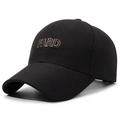 Berretto da baseball in cotone nero con ricamo FARD marrone e visiera curva classica - Nero