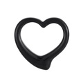 Colgante de corazón negro pulido en acero inoxidable con un diseño minimalista hueco - 23mm / Negro