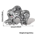 Elephant-shaped acrylic hair claw clip with grey marble pattern and size markings - Elephant