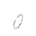 Verstelbare S925 sterling zilveren ring met fonkelende ronde zirkonia steentjes - Verstelbaar Open / Zilver