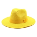 Elegante cappello Fedora in paglia giallo brillante con nastro per protezione solare - Stile Nastro / Giallo