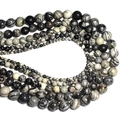 Natural zebra jasper stone beads in various sizes for DIY jewelry making - Black Network Stone / 4mm Approx 93pcs