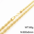 Chaîne torsadée en acier inoxydable plaqué or 18K pour hommes et femmes, 600x6mm 60g - Chaîne Corde Dorée (KN293359-ZJZL)