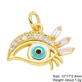 Golden evil eye charm with blue enamel and sparkling cubic zirconia for DIY jewelry - Evil Eye Eyelash Pendant-3