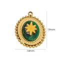 Detail of 14mm by 19mm gold stainless steel oval pendant with green stone and star inlay - 2 African Jade - Octagram Oval