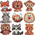 DIY diamond painting coaster set with 8 cartoon animals and black metal holder - XIN014 Cartoon Animals / No Stand/OPP Bag