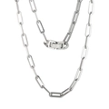 Elegante collana a maglie silver con chiusura a moschettone rettangolare in metallo - Catena a Graffetta Argentata (KN230904-Z)