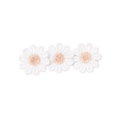 Three-flower daisy hair clip with white embroidered petals and pink centers - Style 24-Triple Connected White Embroidery Daisy Yellow Center