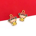 Golden Chinese God of Wealth DIY alloy pendant with red Fortune character detail - 1pc Chinese Style Lucky God of Wealth Charm-14x16mm