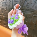 Handmade purple crochet flower bouquet keychain accessory for graduation season gift - Purple Rose Bouquet / Purple