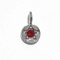 Silver round star charm pendant with a red gemstone center for DIY necklaces - Silver - July