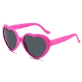 Fashionable bright pink heart-shaped sunglasses with dark gray lenses for women - Rose Red