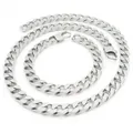 Polished stainless steel hip hop Cuban link chain necklace and bracelet jewelry set - Necklace 75cm + Bracelet 21cm (KS220809-Z)