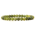 Green natural stone barrel beaded bracelet with 6mm jade style round beads for women - Jasper Green Stone