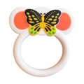 Funny silicone baby teether with colorful butterfly decor and easy-grip ring handle - Butterfly Teether