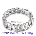 Pulsera cubana de 15 mm en acero plateado con acabado brillante y cepillado - Acero Brillante y Cepillado (KB32039-D)