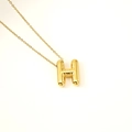 Collier avec pendentif lettre H 3D à bulles en acier titane plaqué or 18 carats - Lettre H(S-P062-H)