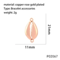 Détail du pendentif en coquillage plaqué or rose avec dimensions et poids précis - Style Cauris (P02067) / Or rose