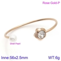 Rose gold open cuff bracelet with white shell pearl and crystal floral accent - Rose Gold Clear Zircon Flower Style (KB123090-K)