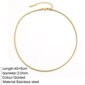 Minimalist 18K gold plated stainless steel twisted rope chain necklace for women - 2.0mm Twisted Chain / Gold