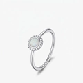S925 sterling silver sunflower ring with round opal gemstone and retro petal setting - US Size 5 / Silver