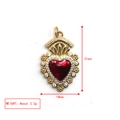 Detail showing dimensions 31mm by 18mm and 3.2g weight for gold red heart pendant - Holy Light Heart