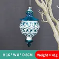 Blue and white ocean themed Christmas glass ornament with feathers and glitter, 16cm height - Model 06-Blue White Feather Irregular Ornament