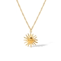 Collana in acciaio inossidabile dorato con ciondolo a sole e lineamenti del viso lucidi - Stile Sole Umanoide (TN3187)