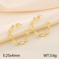 Pendientes de aro en C dorados minimalistas con diseño de espiral trenzada y acabado pulido - Pequeño (25x4mm) / Dorado