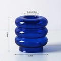 Blue three-tier gourd glass vase and candle holder with detailed size measurements - Royal Blue
