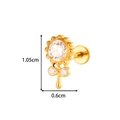 Golden titanium flower flat back stud earring with sparkling cubic zirconia stones - Flower Drop Style (T2552-8#) / Gold