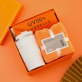 Orange corporate gift set including UV50+ umbrella, white coffee mug and face towel - [Vitality Orange] Insulated Cup + Umbrella + Towel