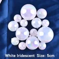 5cm iridescent white decorative cake topper balls with pearl finish on blue satin - 5cm / Iridescent White