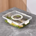 Transparent PET storage container 31x24x7cm with white lid and locking clips - PET Low Handle 4-Grid Box (Outer Box Only)