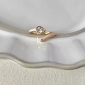 Adjustable S925 silver ring with pink enamel detail and pear-cut zircon stone - Pink Enamel Teardrop Zircon (J6107)