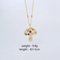 Collier pendentif champignon plaqué or avec gemmes colorées et chaîne de 42cm - Collier Champignon