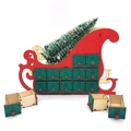 Calendario de Adviento navideño de madera en forma de trineo rojo con 24 cajones - Rojo