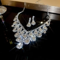 Sparkling waterdrop jewelry set with rhinestones on a necklace and earrings set - Silver Shining Crystal Star Set